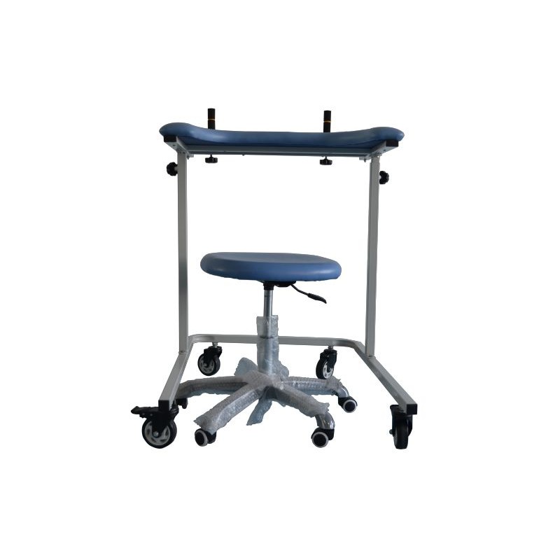 Standing and walking aid with movable seat